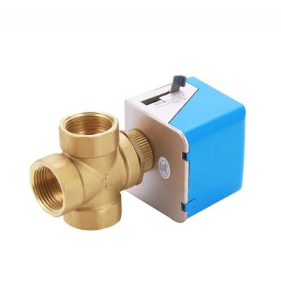 Divertidor de água elétrico de controle de 3 vias válvula de zona motorizada para unidade de bobina de ventilador de latão DN20