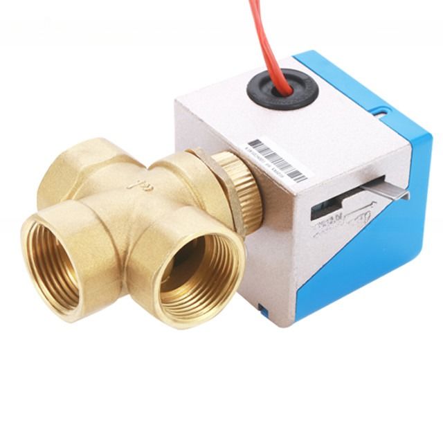 Divertidor de água elétrico de controle de 3 vias válvula de zona motorizada para unidade de bobina de ventilador de latão DN20